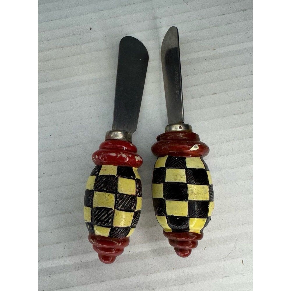 MacKenzie-Childs Style Courtly Check Supper Club Spreaders Cheese Butter Knives